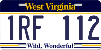WV license plate 1RF112