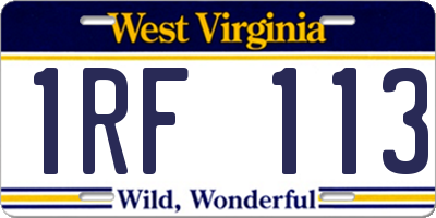 WV license plate 1RF113