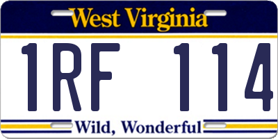 WV license plate 1RF114