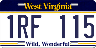 WV license plate 1RF115