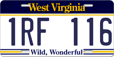 WV license plate 1RF116