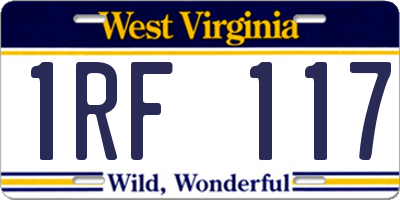 WV license plate 1RF117