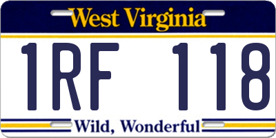 WV license plate 1RF118