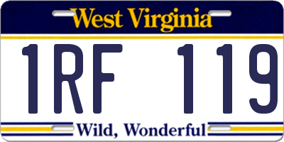 WV license plate 1RF119