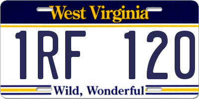 WV license plate 1RF120