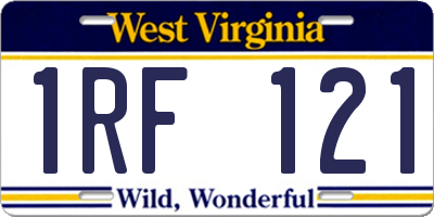 WV license plate 1RF121