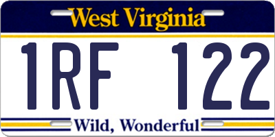 WV license plate 1RF122