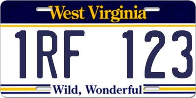 WV license plate 1RF123