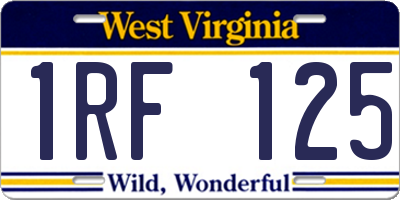 WV license plate 1RF125
