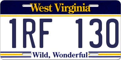 WV license plate 1RF130