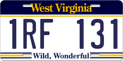 WV license plate 1RF131