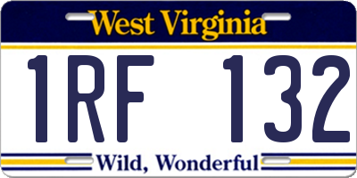 WV license plate 1RF132