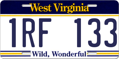 WV license plate 1RF133