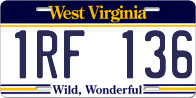 WV license plate 1RF136