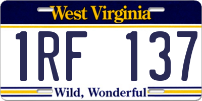 WV license plate 1RF137