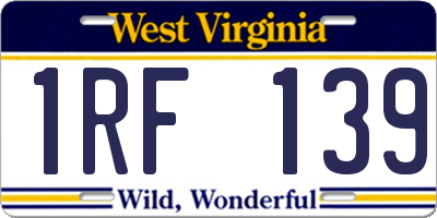 WV license plate 1RF139