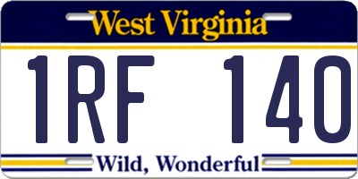 WV license plate 1RF140