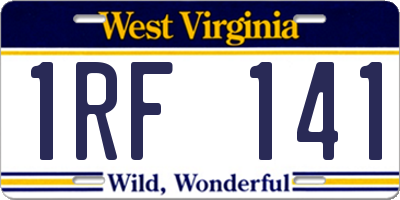 WV license plate 1RF141