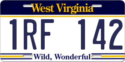 WV license plate 1RF142