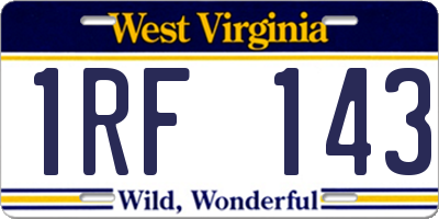 WV license plate 1RF143