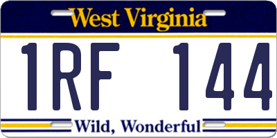 WV license plate 1RF144