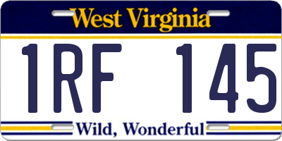 WV license plate 1RF145