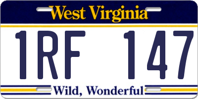 WV license plate 1RF147