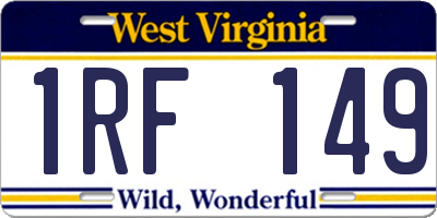 WV license plate 1RF149