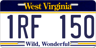 WV license plate 1RF150