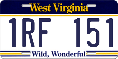 WV license plate 1RF151