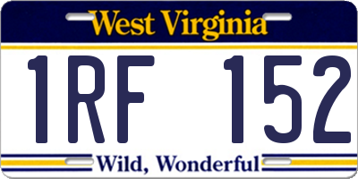 WV license plate 1RF152