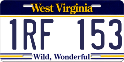 WV license plate 1RF153