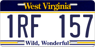 WV license plate 1RF157