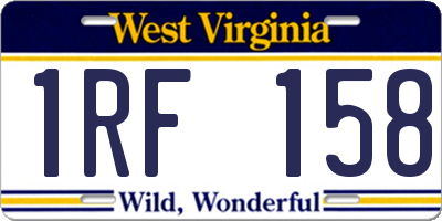 WV license plate 1RF158