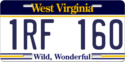 WV license plate 1RF160