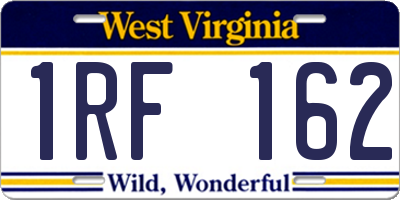 WV license plate 1RF162