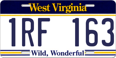 WV license plate 1RF163