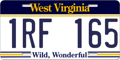 WV license plate 1RF165