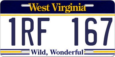 WV license plate 1RF167