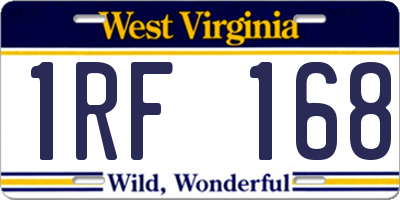 WV license plate 1RF168