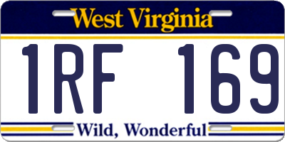 WV license plate 1RF169