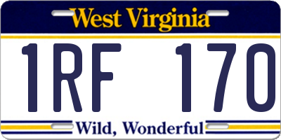 WV license plate 1RF170