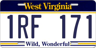 WV license plate 1RF171
