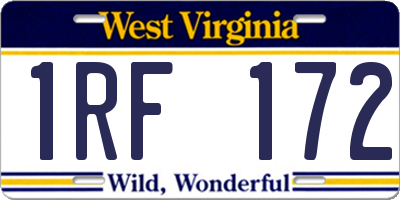 WV license plate 1RF172