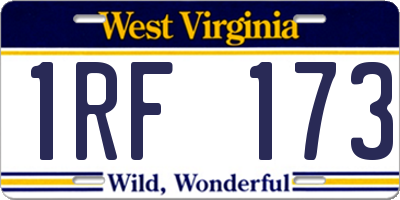 WV license plate 1RF173