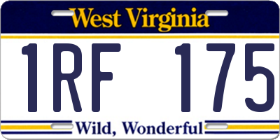 WV license plate 1RF175