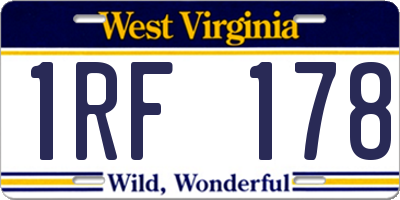 WV license plate 1RF178