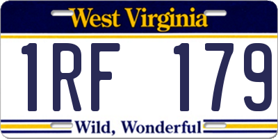WV license plate 1RF179