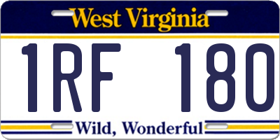 WV license plate 1RF180