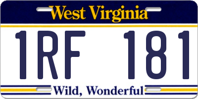 WV license plate 1RF181